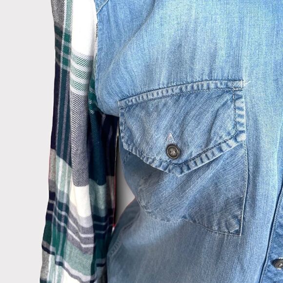 Rails | EUC Women's Jackson Contrast Sleeve Button Down Shirt Size Small - Picture 3 of 10